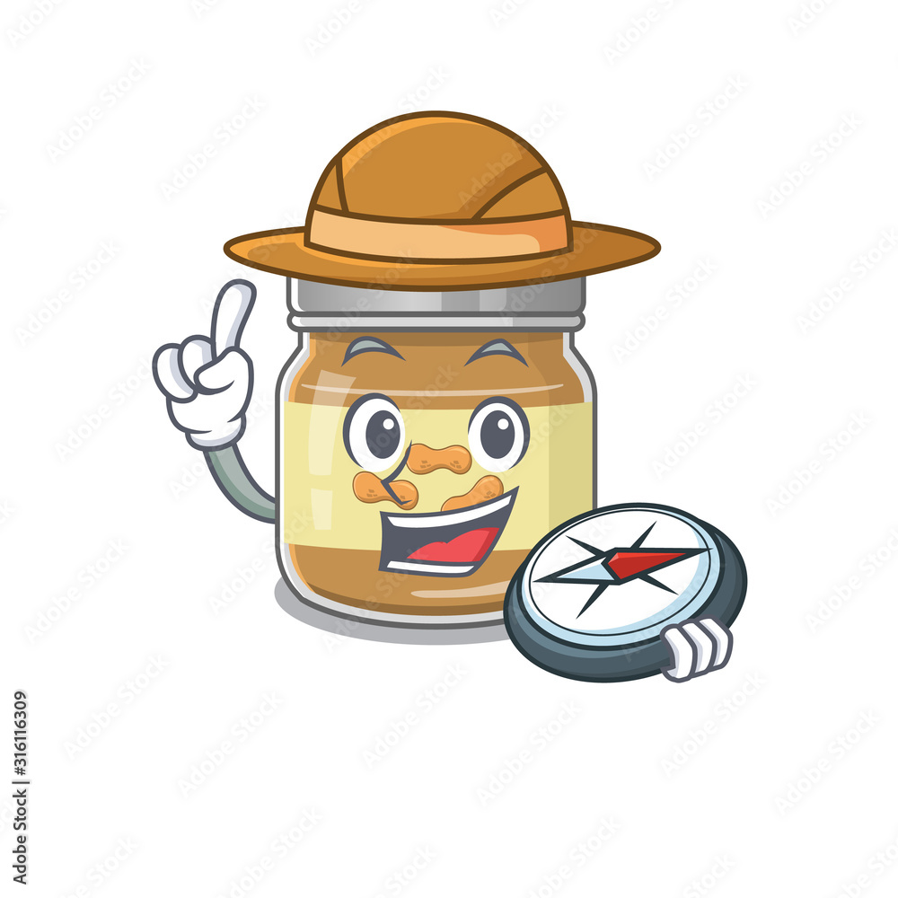 Wall mural Peanut butter stylized Explorer having a compass