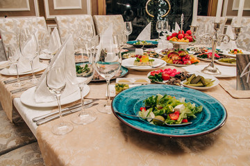 Table setting at a dinner party