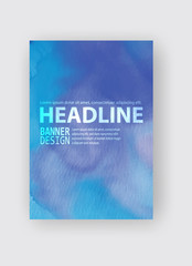 Vector watercolor abstract background blue banner illustration.