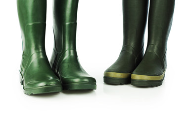 Green wellington boots