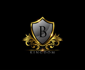 Golden B Letter Luxury Shield Logo Design