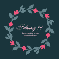 Seamless shape of leaf and flower frame, for romantic 14 February invitation card template design. Vector