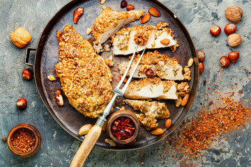 Stuffed chicken breast with nuts.