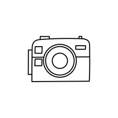 Camera vector icon. Photo line vector icon minimalistic flat design.