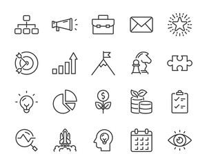 set of business icons, startup, work, success