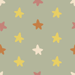 Cute vector seamless pattern with small colorful stars