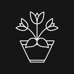 Flowerpot icon, vectorized plants in a pot, flower symbol