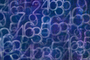 Numbers on violet background, numerology