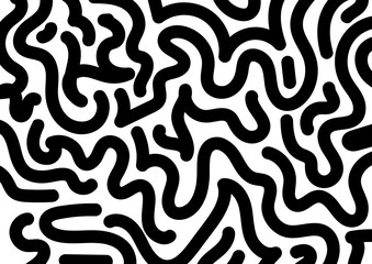 Abstract hand draw wavy, wave doodle line pattern on white background.