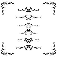 File of Classic ornament frame, vintage border set Premium Vector.