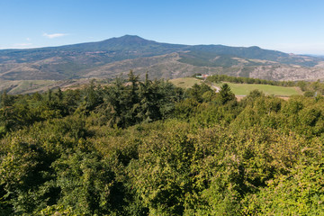 Fototapeta na wymiar Autumn view of Mount Amiata can be enjoyed from Radicofani medieval village in Tuscany