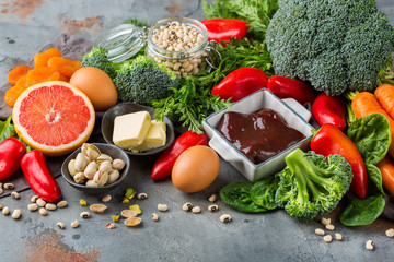 Fototapeta na wymiar Assortment of diet food ingredients rich in vitamin a