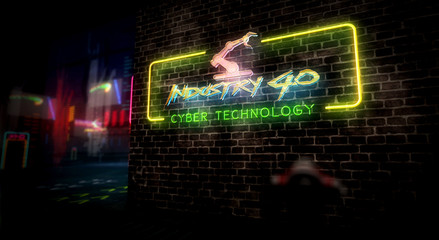 Cyberpunk city style intro with industry 4.0 theme