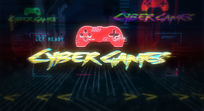 Cyberpunk style intro with cyber games theme
