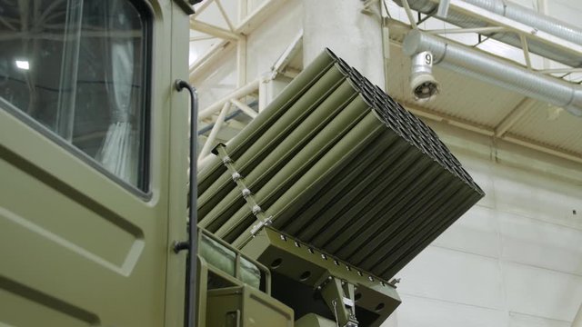 The rocket launcher new mobile military weapon car truck green camouflage