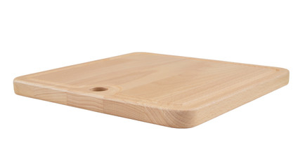 Wooden chopping board isolated on white background