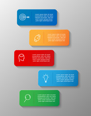 5 color icons with shadow and with place for your text - Vector