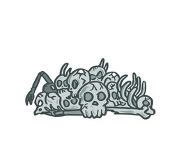 Un monton de huesos en el suelo