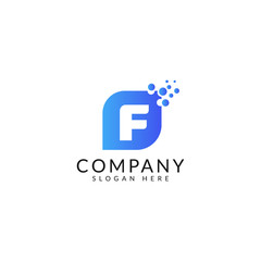 Obraz premium Dots Letter F Logo. F Letter Design Vector with Dots.