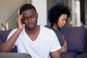 Unhappy black husband think of separation after fight