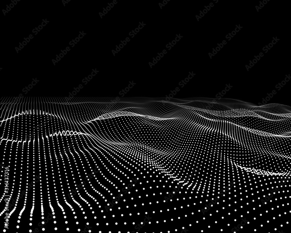 Wall mural abstract technology concept from white dots on dark. technology background vector. futuristic noise 