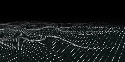 Abstract technology concept  from  white dots on dark. Technology background vector. Future wave background.