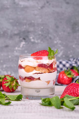 dessert with strawberries and cream