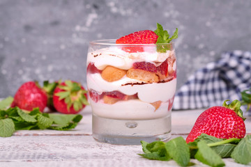 dessert with strawberries and cream