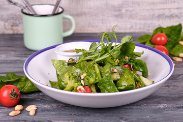 fresh salad with tomatoes and cucumbers