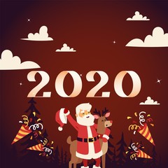 Happy new year 2020, Christmas holidays greeting vector illustration