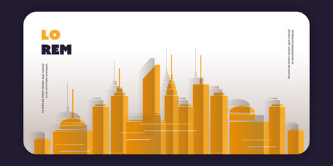 Obraz premium Abstract Brown and Grey Banner, Background, Poster or Landing Page Design, Multi Purpose Template - Website Elements with City Skyline