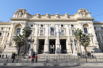 Fototapeta na wymiar The building headquarters of the italian Ministry of Public Education in Trastevere, Rome, Italy.