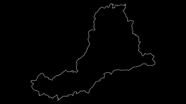 Derry City and Strabane Northern Ireland district map outline animation