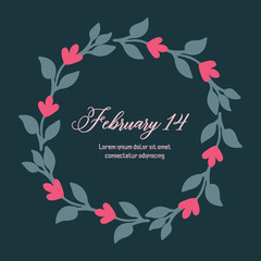 Simple shape of leaf and flower frame, for romantic 14 February greeting card design. Vector