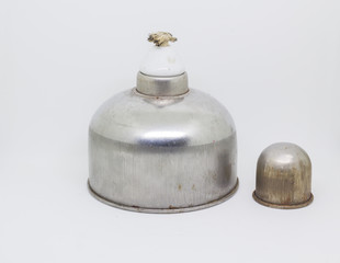 Fototapeta premium Laboratory spirit lamp filled with alcohol burns.Scientific equipment