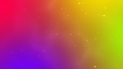 Modern neon abstract rainbow background with star particles. Bright stars color gradient. Abstract blurred background.