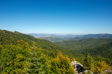 Mountain area panoramic - wild nature - green forest on Nidze mountain - Macedonia