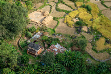 Fototapeta premium Small Farm in Nepal from the Air