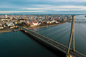 Fototapeta premium Vanšu tilts Cityscape Riga Latvia