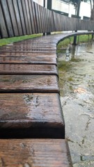 rain drops on bench