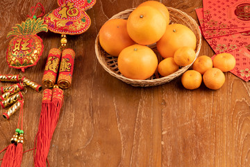 Chinese new year 2020 festival .Flat lay. Happy Chinese new year or lunar new year