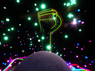 Illustration of women hand in space showing power in Happy Women's Day.A symbol of feminism in a neon style with stars and planets. Made in VR - 316144328