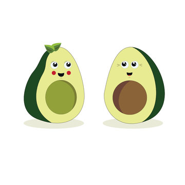 Avocado couple, healthy, cartoon, ilustration