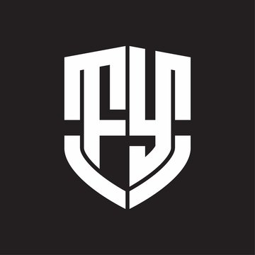 FY Logo monogram with emblem shield shape design isolated on black background