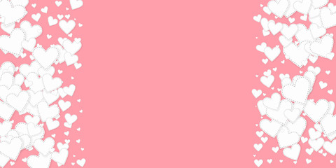White heart love confettis. Valentine's day border