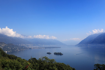 Fototapeta na wymiar Lake Lago Maggiore with Brissago islands