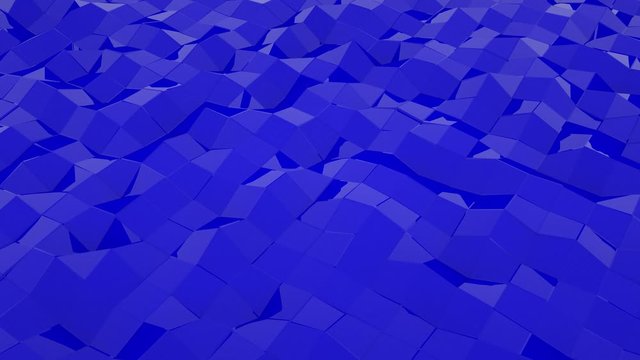 blue low poly deforming plane. animated abstract background. 3d render