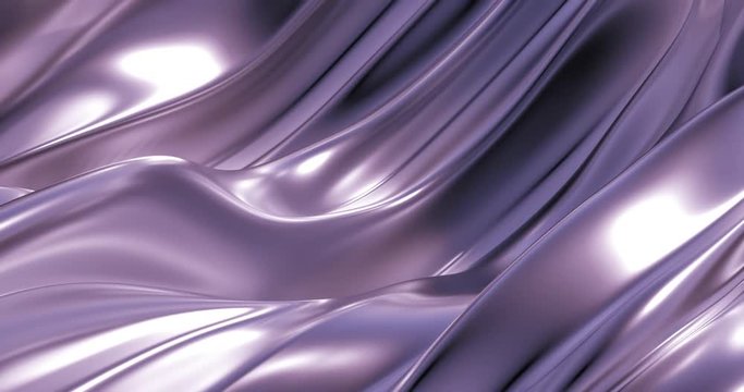 Beautiful luxury smooth backdrop with fabric drapery and waves, VJ (endless, loop), 4k. 3d illustration, 3d rendering.