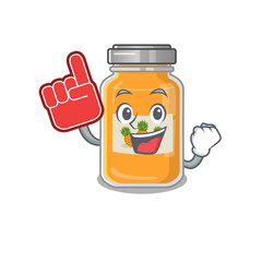 Pineapple jam mascot cartoon style holding a Foam finger