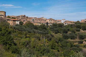 Fototapeta na wymiar Panoramic view of Montalcino medieval town in Tuscany